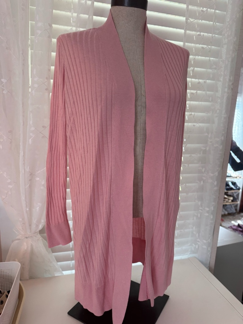 LOFT Pink Ribbed Open-Front Cardigan - Picture 4 of 6